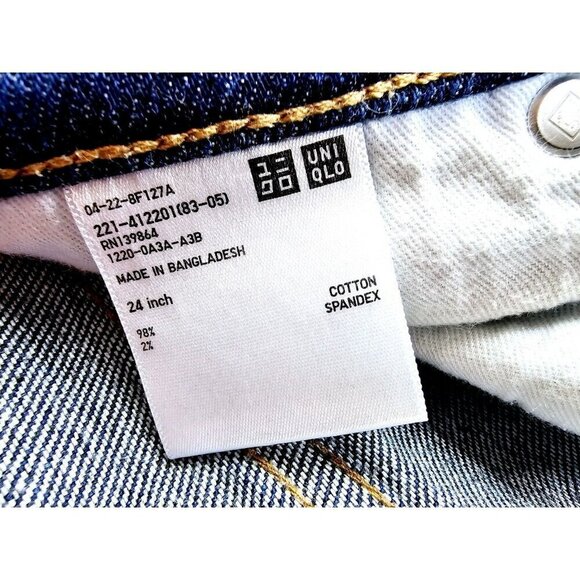 Uniqlo Size 24X27 Womens Regular Straight High Rise Kaihara Blue Denim Jeans - Picture 5 of 12